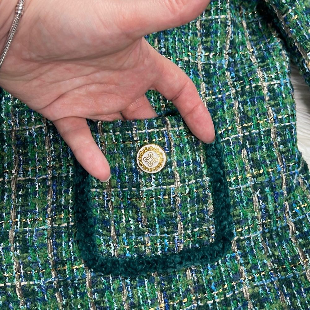 NEW TAHARI ASL Classic Tweed Jacket - Green - Picture 11 of 16
